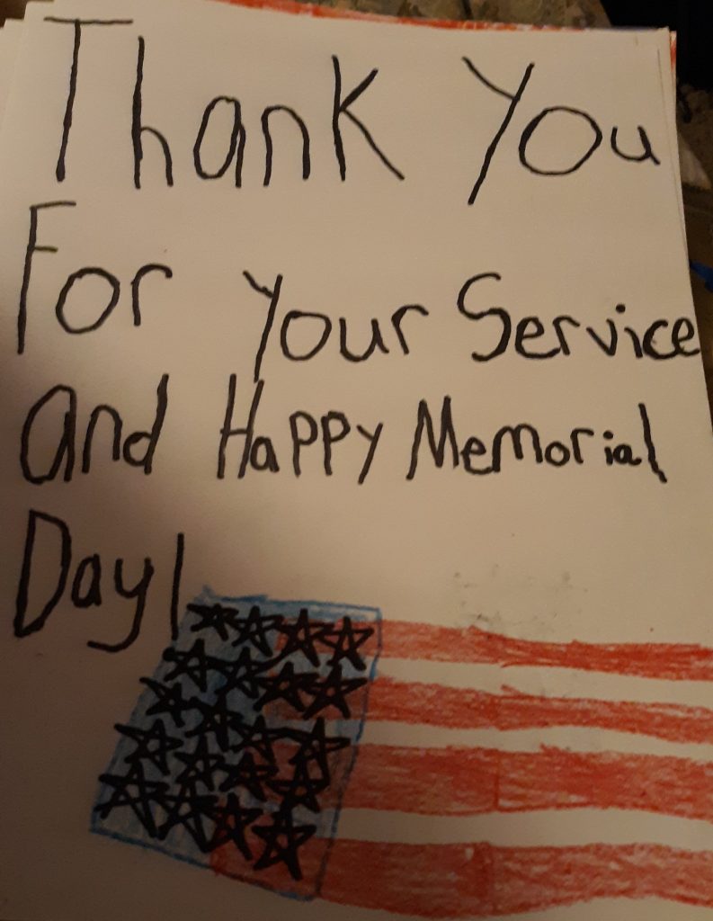 Thank you card from area schools for the vets