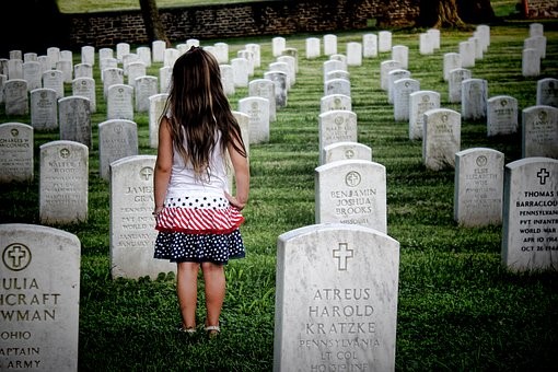 girl in veteran cemetary